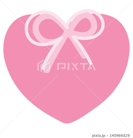 Illustration of pink heart with ribbon for Valentine's day, love sign, heart symbol, fashion, accessory, patch, shirt print, sticker, wedding card, plush toy, kid doll, brooch, pin, couple, tattoo 140966829
