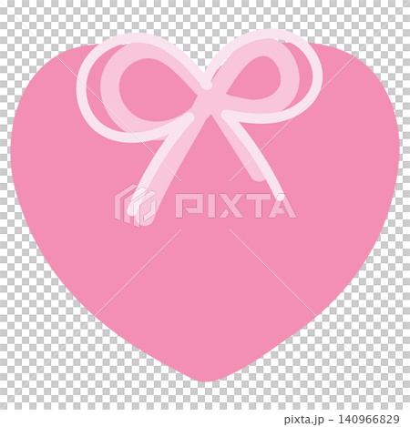 Illustration of pink heart with ribbon for Valentine's day, love sign, heart symbol, fashion, accessory, patch, shirt print, sticker, wedding card, plush toy, kid doll, brooch, pin, couple, tattoo 140966829