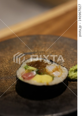 Close-up of Sushi Roll with Various Fillings Close-up of Sushi Roll with Various Fillings 140967027