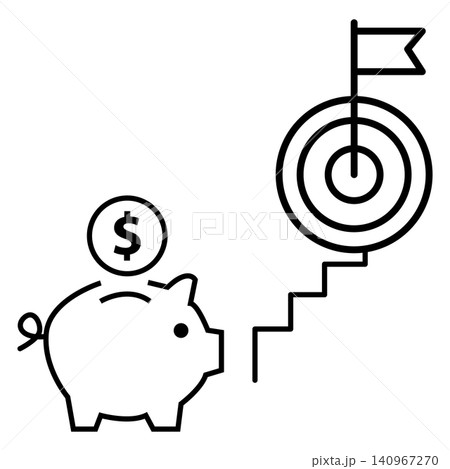 Savings goal icon. Reaching your financial goal sign. Financial goals symbol. flat style.  140967270