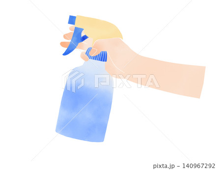 霧吹きを使う手の水彩風イラスト素材 霧吹きを使う手の水彩風イラスト素材 140967292