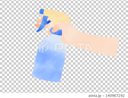 霧吹きを使う手の水彩風イラスト素材 霧吹きを使う手の水彩風イラスト素材 140967292