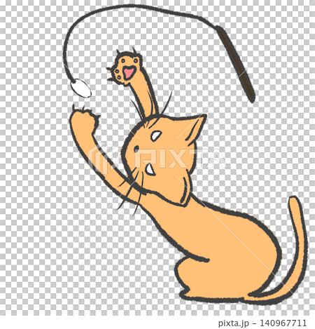 Cat playing with a cat-brat Cat playing with a cat-brat 140967711