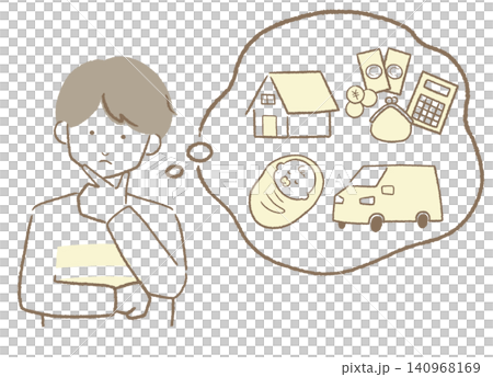 A man, a father thinking about money (speech bubble) A man, a father thinking about money (speech bubble) 140968169