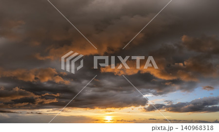 Evening sunset sky with colorful clouds. Panoramic skyscape Evening sunset sky with colorful clouds. Panoramic skyscape 140968318