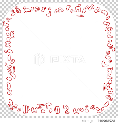 A square frame with red musical notes on a white background. Simplified musical note symbols. A square frame with red musical notes on a white background. Simplified musical note symbols. 140968528