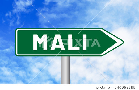 Mali road sign on cloudy sky background Mali road sign on cloudy sky background 140968599