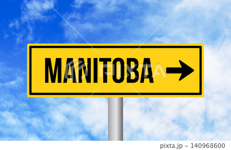 Manitoba road sign on blue sky background 140968600