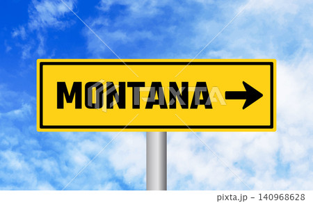 Montana road sign on blue sky background Montana road sign on blue sky background 140968628