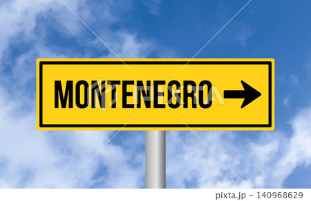 Montenegro road sign on blue sky background 140968629