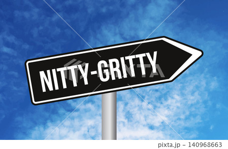 Nitty gritty road sign on sky background Nitty gritty road sign on sky background 140968663