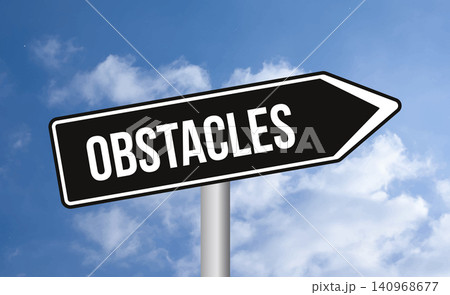 Obstacles road sign on blue sky background 140968677