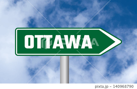 Ottawa road sign on sky background Ottawa road sign on sky background 140968790