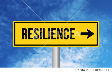 Resilience road sign on sky background 140968844