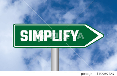 Simplify road sign on blue sky background Simplify road sign on blue sky background 140969123