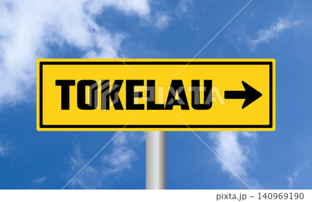 Tokelau road sign on cloudy sky background 140969190