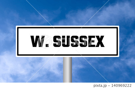 W Sussex road sign on cloudy sky background W Sussex road sign on cloudy sky background 140969222