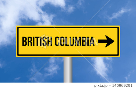 British columbia road sign on blue sky background British columbia road sign on blue sky background 140969291
