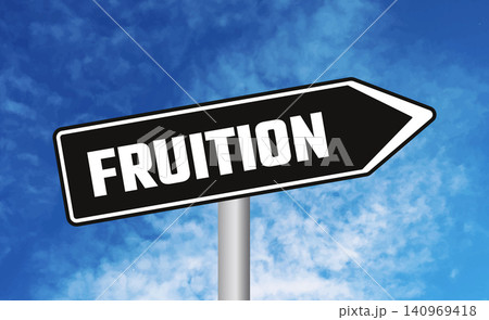 Fruition road sign on sky background Fruition road sign on sky background 140969418