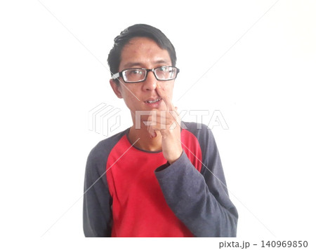 Energetic Asian Man in Batik Showing Hands with Surprised Expression Energetic Asian Man in Batik Showing Hands with Surprised Expression 140969850