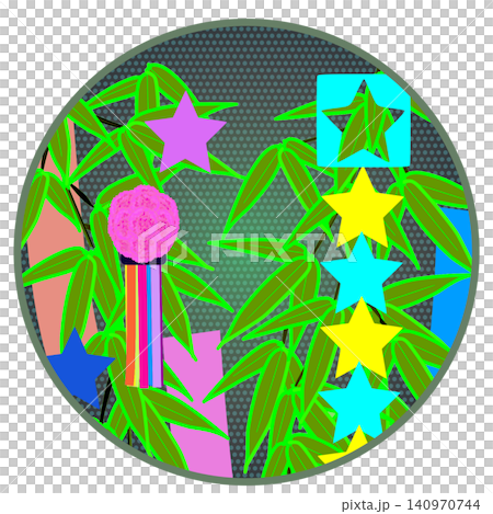 Tanabata decoration illustration with a circular background Tanabata decoration illustration with a circular background 140970744