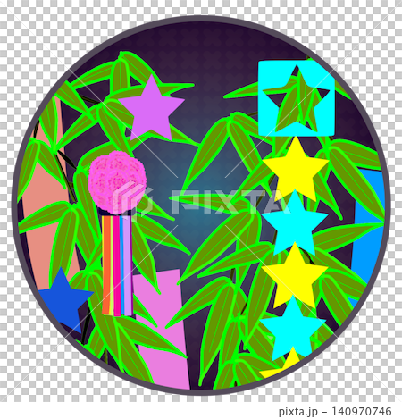 Tanabata decoration illustration with a circular background 140970746