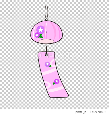 一組以牽牛花為主題的風鈴插圖，牽牛花是夏天的象徵。 140970892