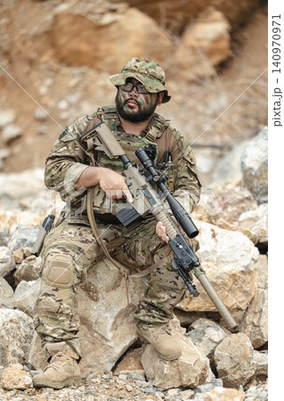 Military special forces soldier team in combat operation, tactical military portrait in action Military special forces soldier team in combat operation, tactical military portrait in action 140970971