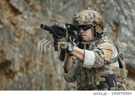 Military special forces soldier team in combat operation, tactical military portrait in action Military special forces soldier team in combat operation, tactical military portrait in action 140970984