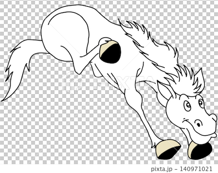 手繪動物插畫☆白馬 140971021