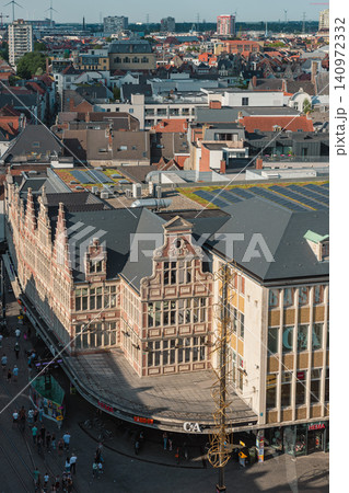 Ghent, Belgium - July 18 2024: Aerial view of Ghent during Musical Festival Gentse Feesten 140972332