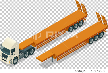 Semi truck low bed gooseneck trailer Semi truck low bed gooseneck trailer 140973397