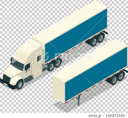Semi truck with dry van trailer Semi truck with dry van trailer 140973398