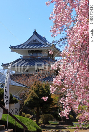 北国の春の城下町 国史跡・三戸城跡の天守と青空|桜と歴史の風景・観光 北国の春の城下町 国史跡・三戸城跡の天守と青空|桜と歴史の風景・観光 140973430