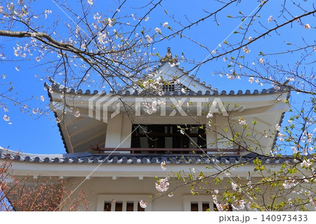 北国の春の城下町 国史跡・三戸城跡の天守と青空|桜と歴史の風景・観光 北国の春の城下町 国史跡・三戸城跡の天守と青空|桜と歴史の風景・観光 140973433