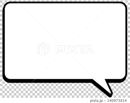 Black and white shadowed rounded rectangle speech bubble 140973814