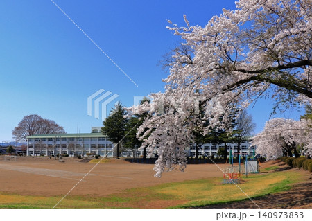 ふるさとの春と学校の風景|新学期や青春をイメージさせるノスタルジックな風景 ふるさとの春と学校の風景|新学期や青春をイメージさせるノスタルジックな風景 140973833
