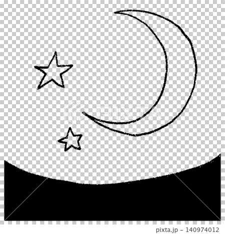 一幅簡單的手繪新月和星空圖。 一幅簡單的手繪新月和星空圖。 140974012