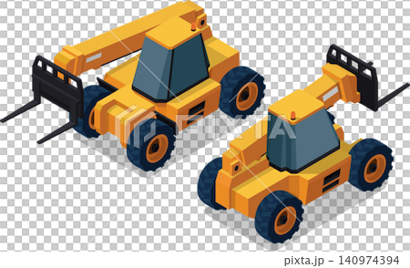 Isometric telehandler industrial vehicle illustration 140974394