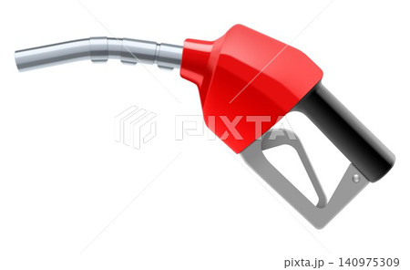 Fuel gun. Gasoline Transfer and Dispensing Fuel Nozzle Gun. Petrol Red Fuel pump isolated on white background. Realistic 3D vector illustration 140975309