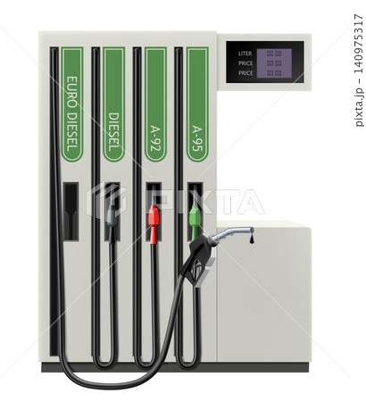Gas station with fuel guns isolated on white background. Oil pump and nozzles at the gas station. Diesel Nozzle and Gas Nozzle. Gasoline Transfer and Dispensing Fuel Nozzle Gun. Realistic 3d vector Gas station with fuel guns isolated on white background. Oil pump and nozzles at the gas station. Diesel Nozzle and Gas Nozzle. Gasoline Transfer and Dispensing Fuel Nozzle Gun. Realistic 3d vector 140975317