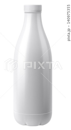Plastic Bottle Template. For kefir, milk, yogurt and other beverages. Blank Packaging Isolated On White Background. Realistic 3d vector illustration. 140975355