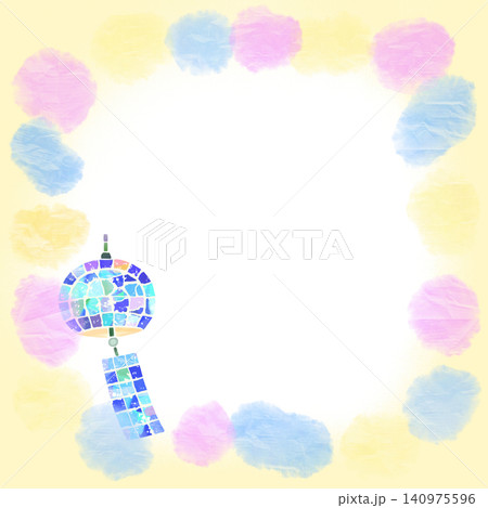 涼しげな夏の風鈴タイルモザイクイラスト 140975596