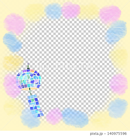 涼しげな夏の風鈴タイルモザイクイラスト 140975596