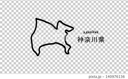 手繪向量圖,描繪了神奈川縣的簡單線地圖。 手繪向量圖,描繪了神奈川縣的簡單線地圖。 140976136