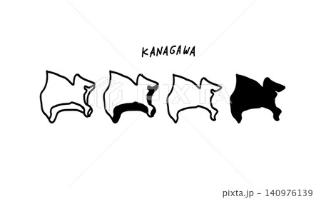 シンプルなラインの神奈川県の地図の手書きベクターイラスト3 シンプルなラインの神奈川県の地図の手書きベクターイラスト3 140976139