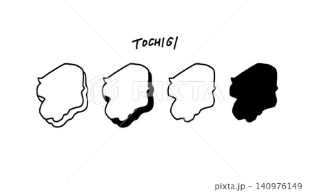 シンプルな立体の栃木県の地図の手書きベクターイラスト シンプルな立体の栃木県の地図の手書きベクターイラスト 140976149