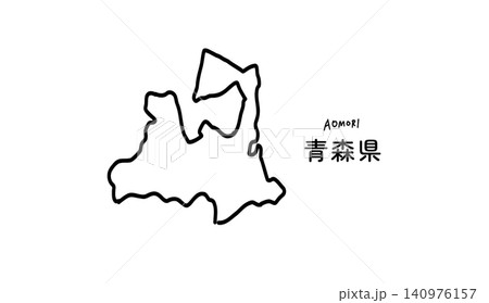 シンプルなラインの青森県の地図の手書きベクターイラスト 140976157