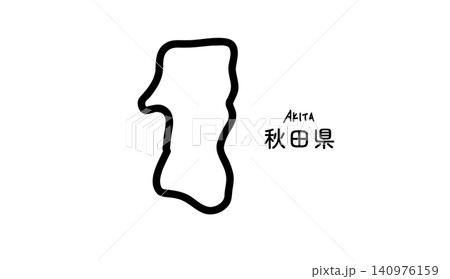 シンプルなラインの秋田県の地図の手書きベクターイラスト シンプルなラインの秋田県の地図の手書きベクターイラスト 140976159