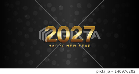 2027 Happy New Year Gold Text on Black Luxury Background 2027 Happy New Year Gold Text on Black Luxury Background 140976202